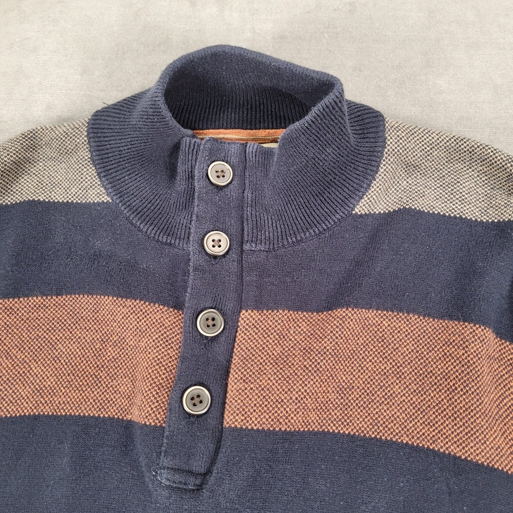 Refectory Striped Mock Neck Pullover Sweater British Inspired Mens Medium - Picture 3 of 12